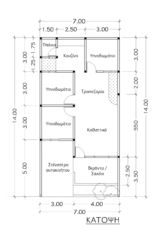 Κατοψη σπιτιου 75τμ​