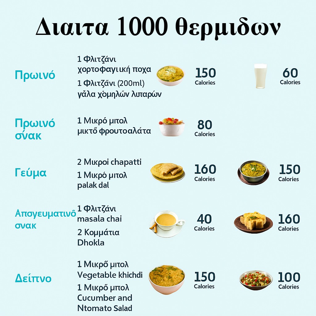 Διαιτα 1000 θερμιδων για γυναικεσ​