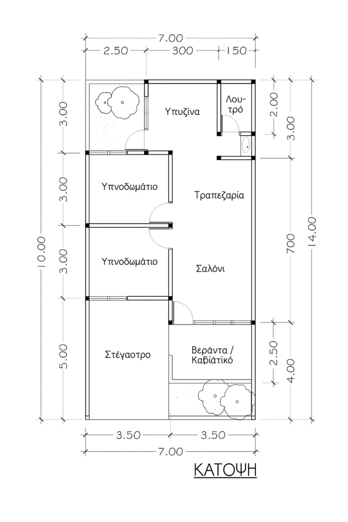 Κατοψη σπιτιου 75τμ​